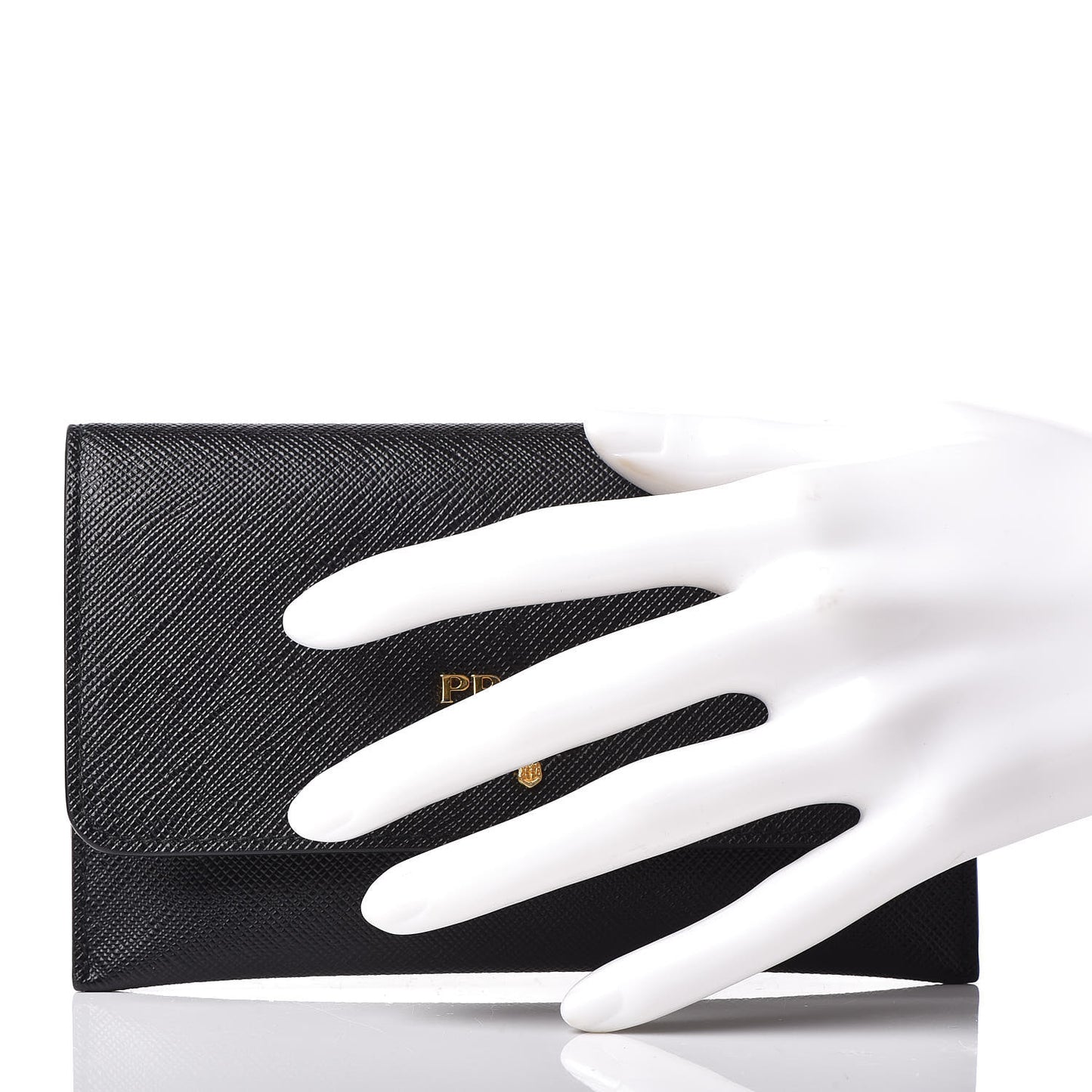 Saffiano Metal Flap Wallet Black