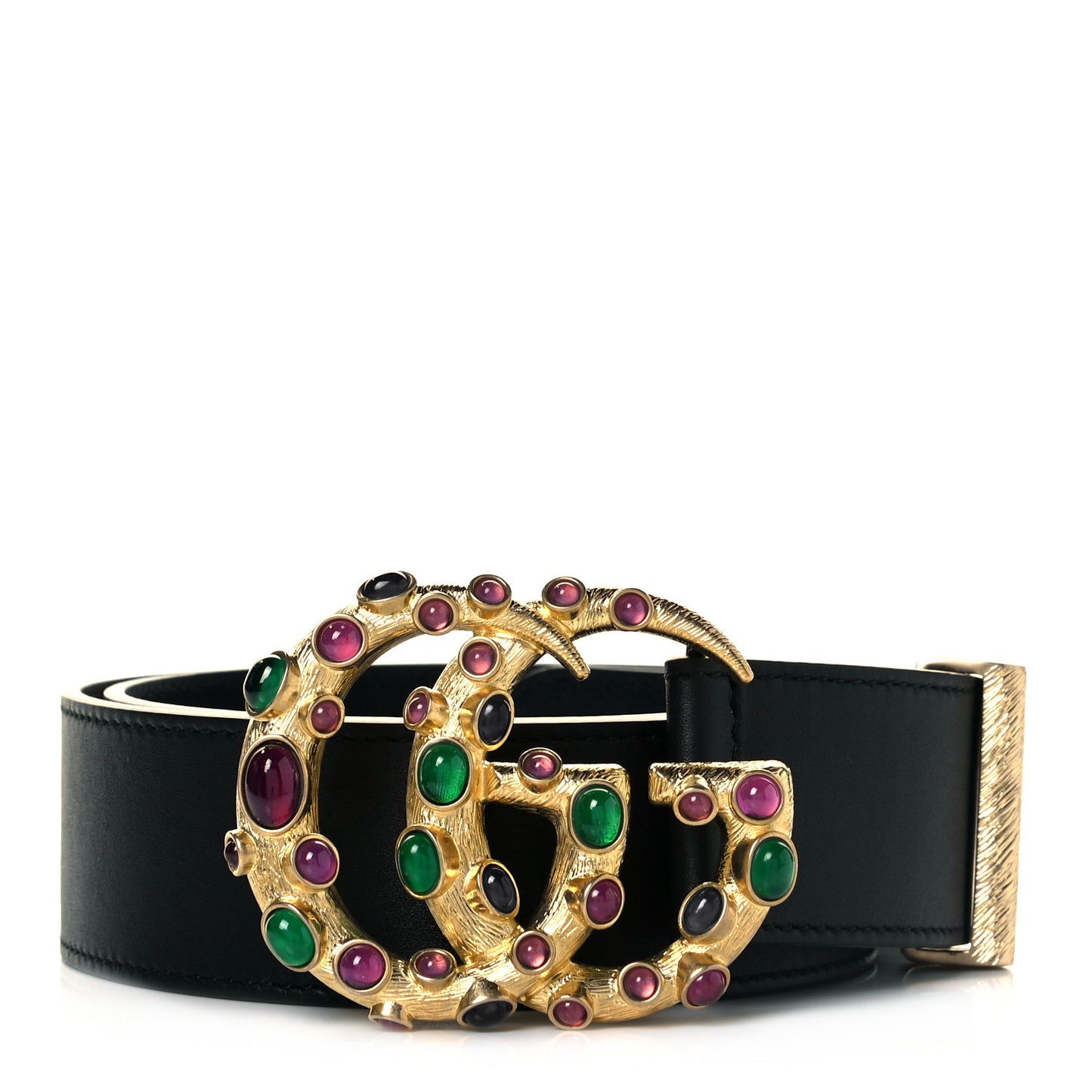 Calfskin Ceramic Glass Double G 40mm Belt 85 34 Black Multicolor