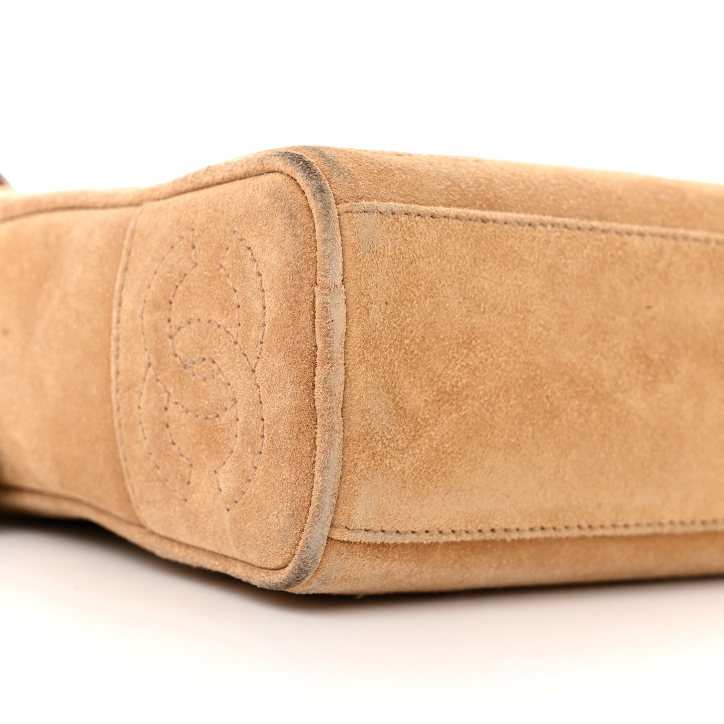 Suede CC Shoulder Bag Beige