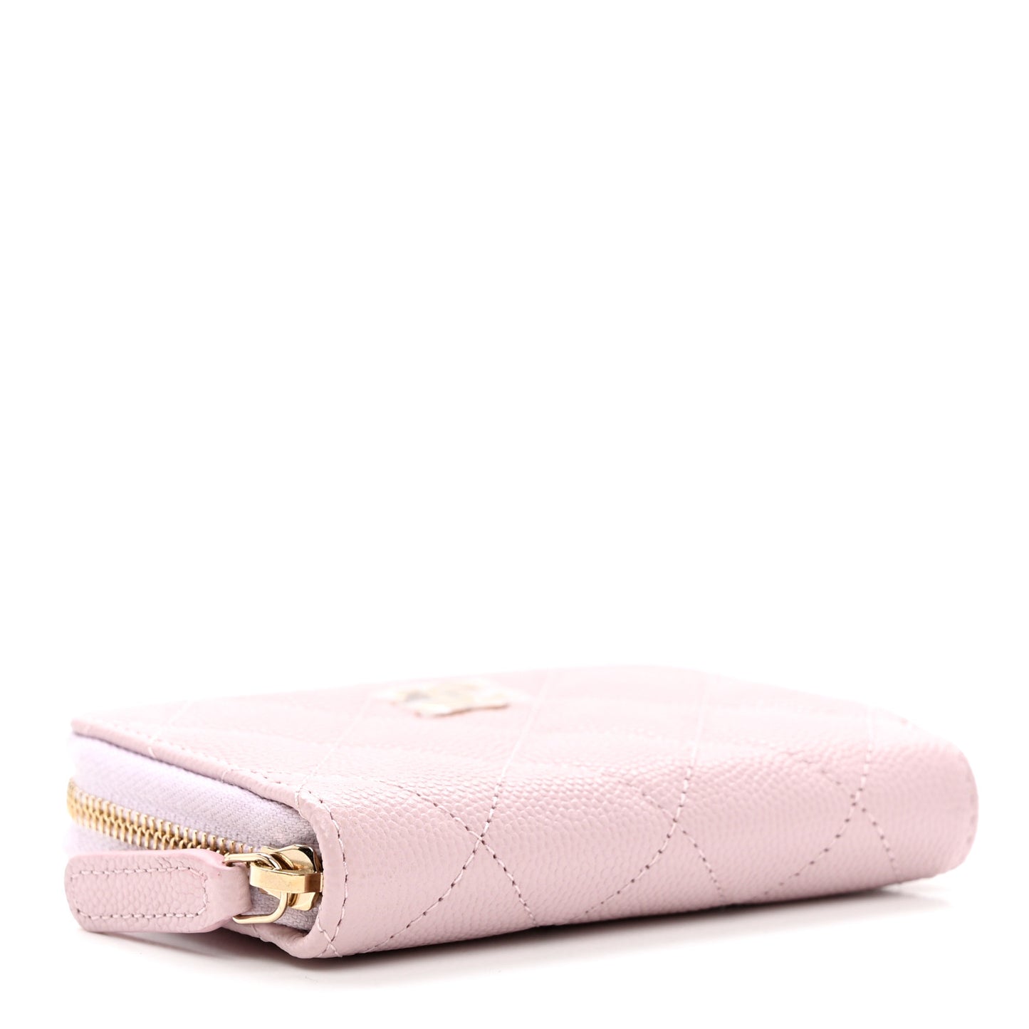Caviar Quilted Zip Coin Purse Light Pink