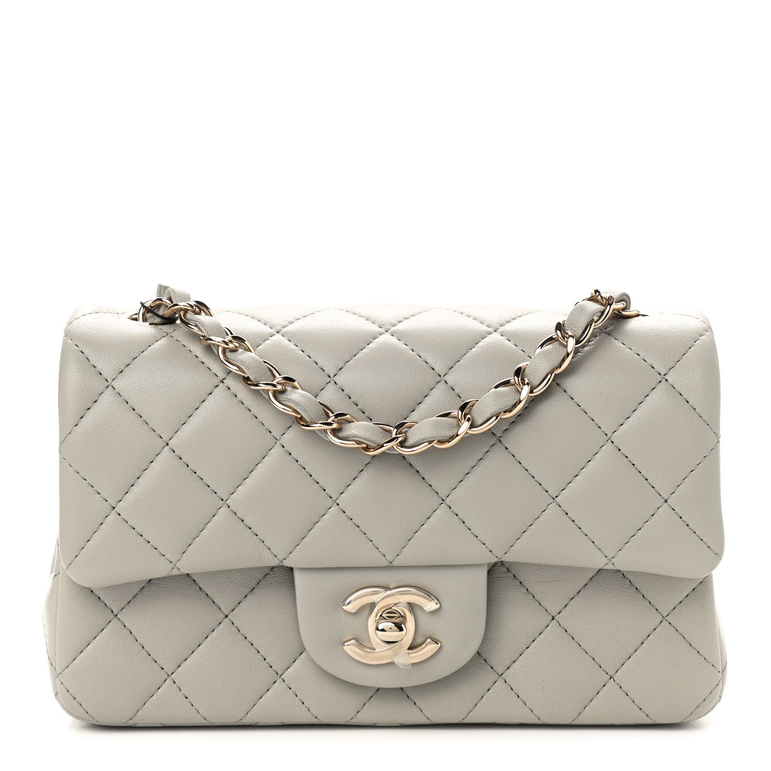 Chanel Lambskin Quilted Mini Rectangular Flap Grey 1 of 9
