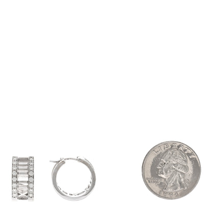 Tiffany 18K White Gold Diamond Atlas Open Hoop Earrings 2 of 4