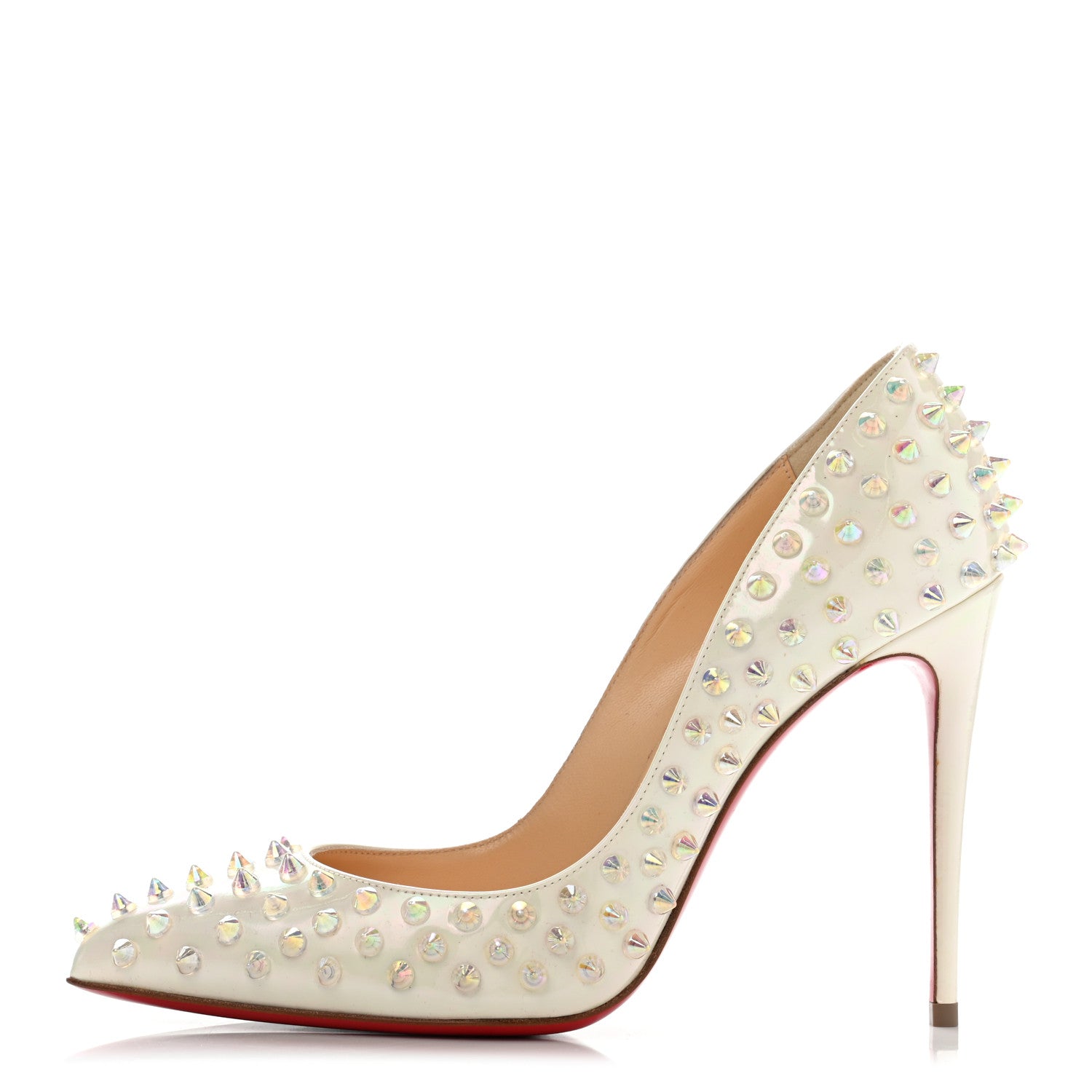 Christian Louboutin Patent Follies Spikes 100 Pumps 36.5 White 1 of 7