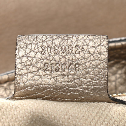 Gucci Metallic Pebbled Calfskin Medium Soho Chain Shoulder Bag Golden Beige 7 of 11