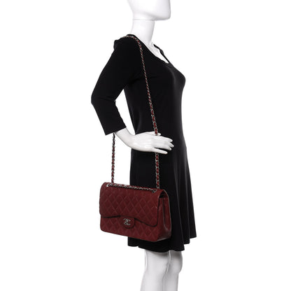 Chanel Caviar Quilted Jumbo Double Flap Dark Red 2 of 11