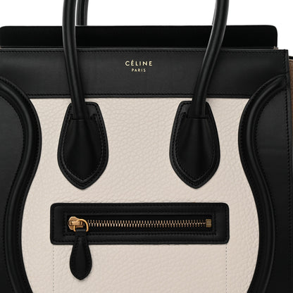 Celine Bullhide Calfskin Nubuck Micro Tri-Color Luggage White Khaki 7 of 10