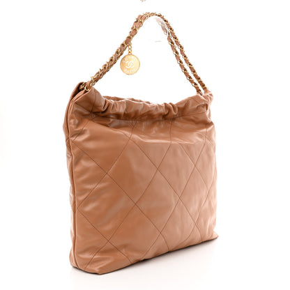 Chanel Shiny Calfskin Quilted Chanel 22 Camel 4 of 14