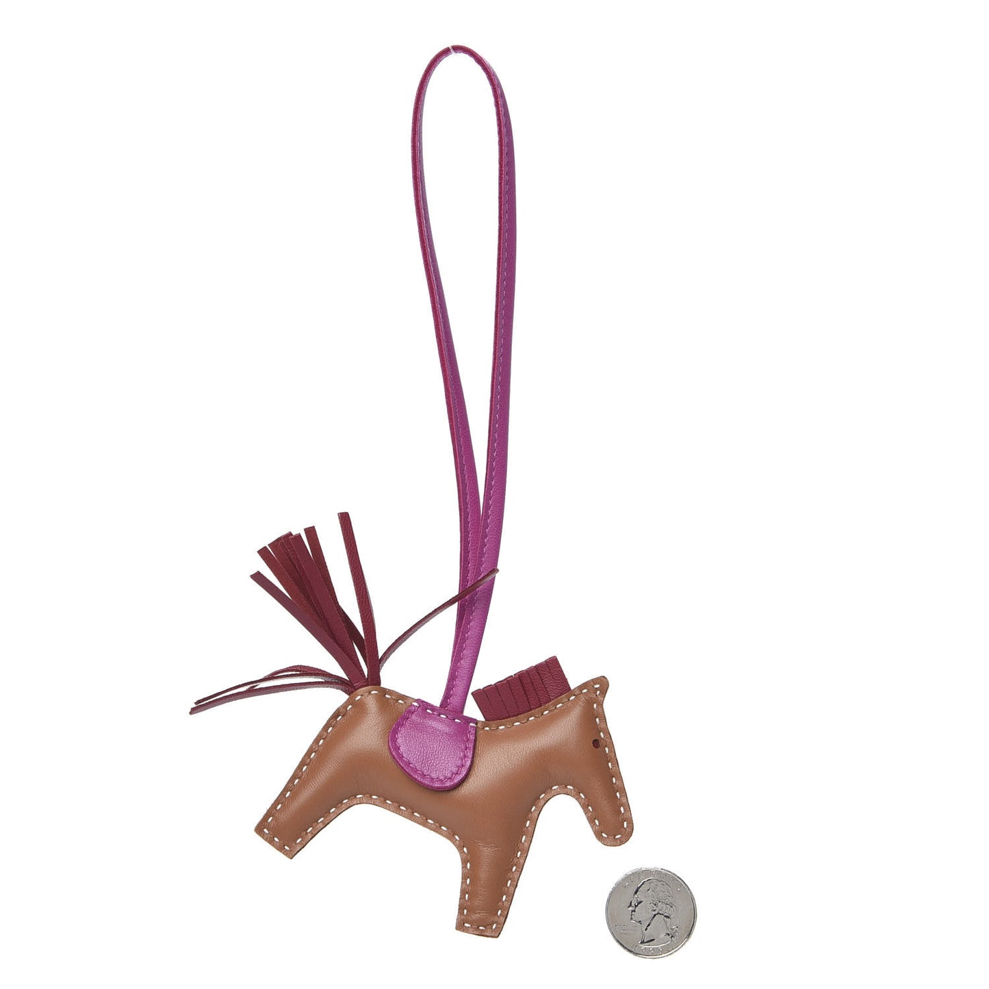 Milo Lambskin Grigri Rodeo Horse Bag Charm PM Gold Rubis Rose Poupre