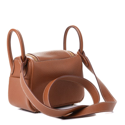 Hermes Taurillon Clemence Mini Lindy 20 Gold 2 of 4