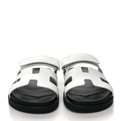Hermes Calfskin Womens Chypre Sandals 37.5 White 2 of 8