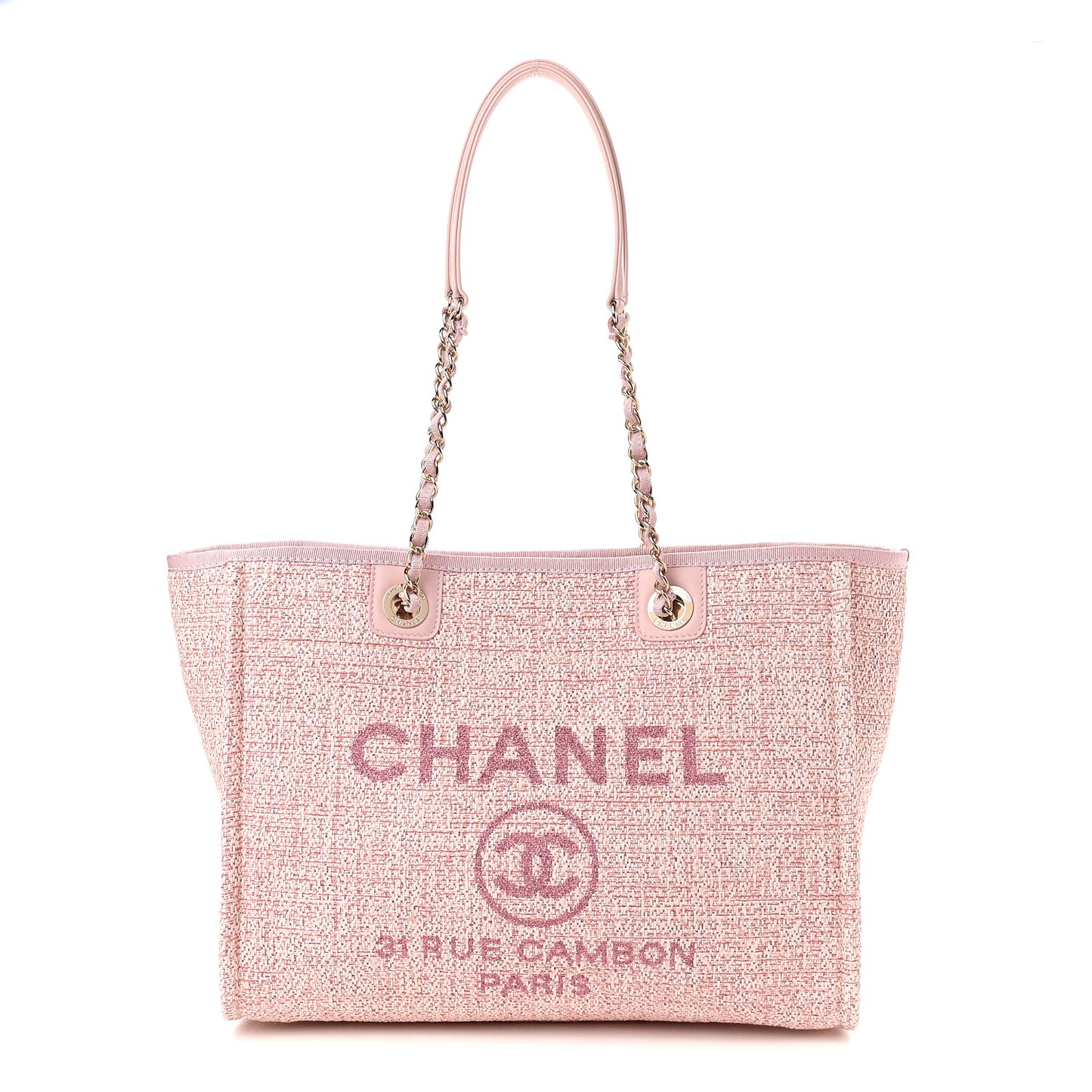 Lurex Boucle Small Deauville Tote Pink