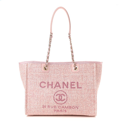 Chanel Lurex Boucle Small Deauville Tote Pink 1 of 9