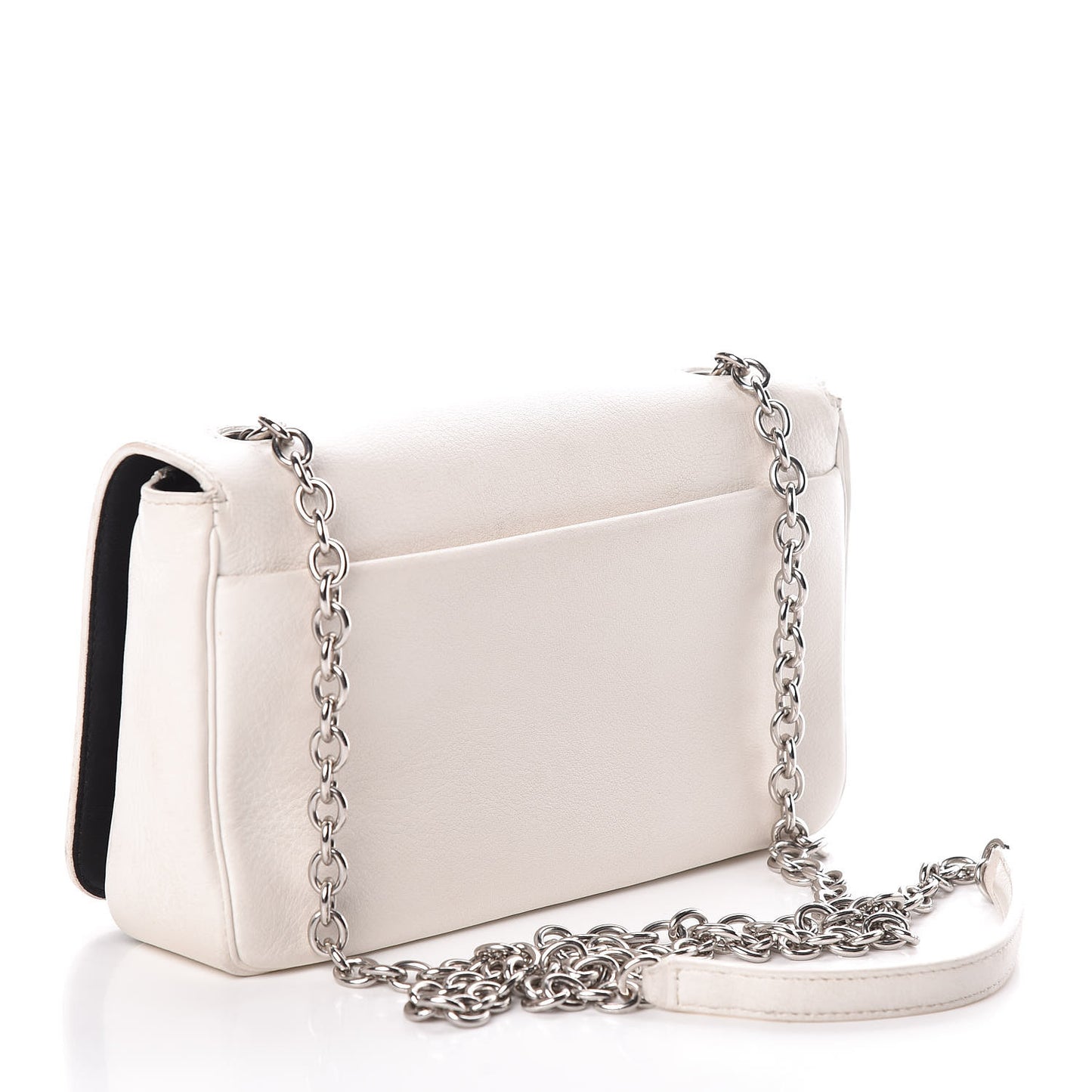 Pebbled Calfskin Everyday Chain Wallet White