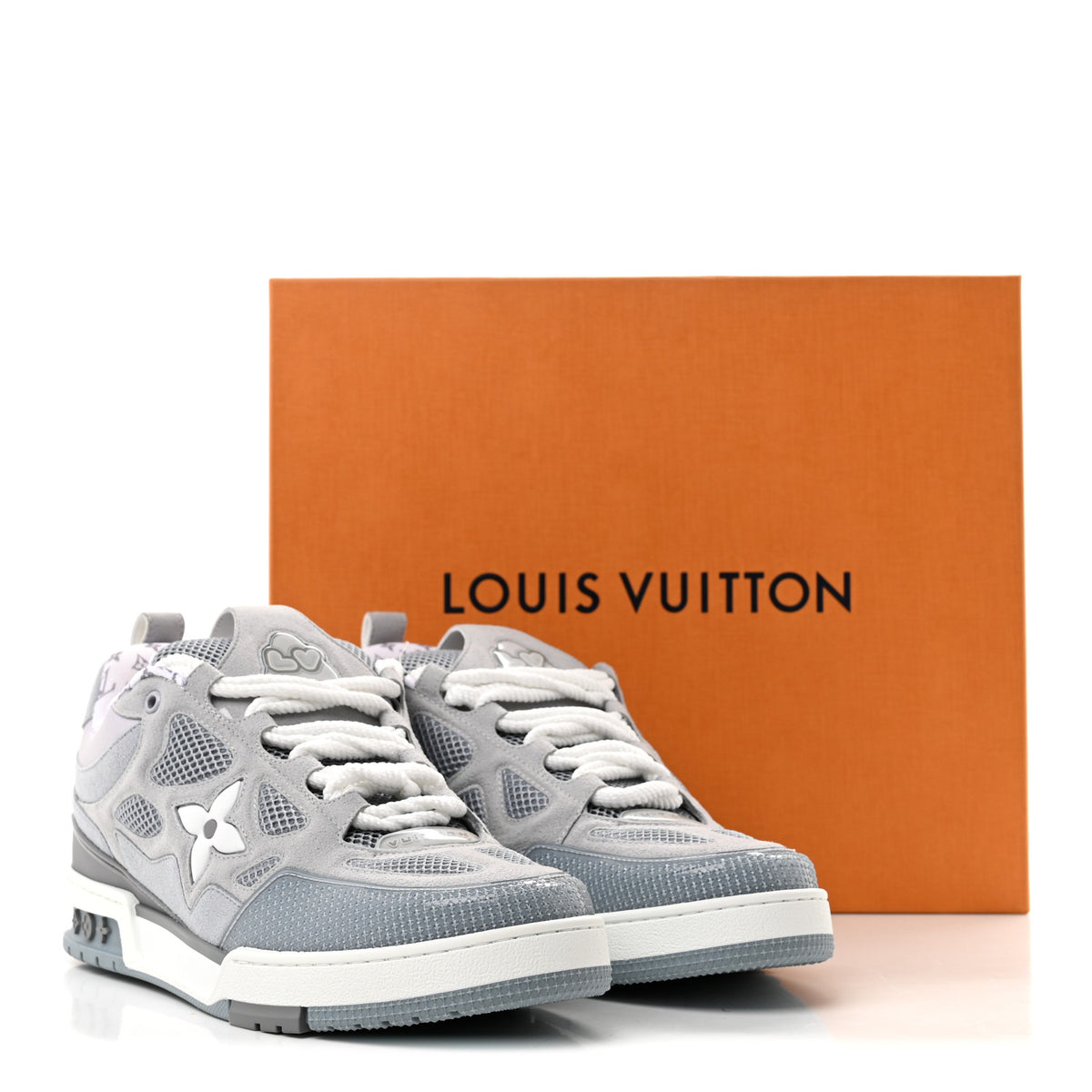 Suede Mesh Mens LV Skate Sneakers 9 Gray