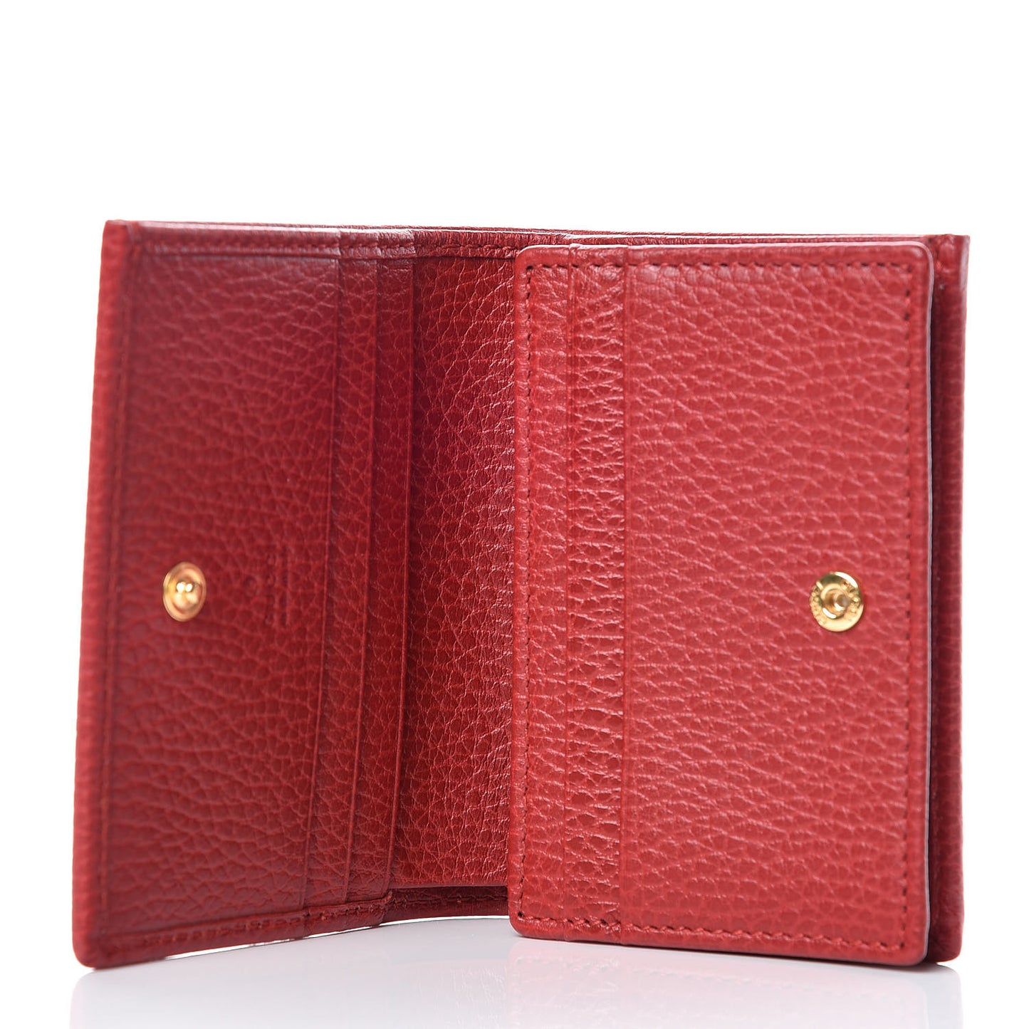 Pebbled Calfskin GG Marmont Card Case Hibiscus Red