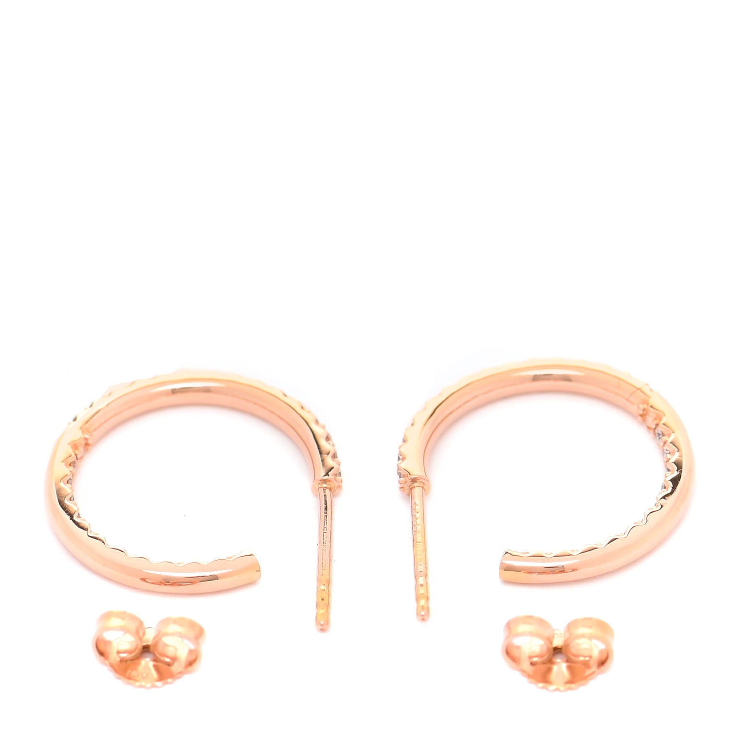 Roberto Coin 18K Rose Gold Diamond .37ctw Inside Out Open Hoop Earrings 3 of 6