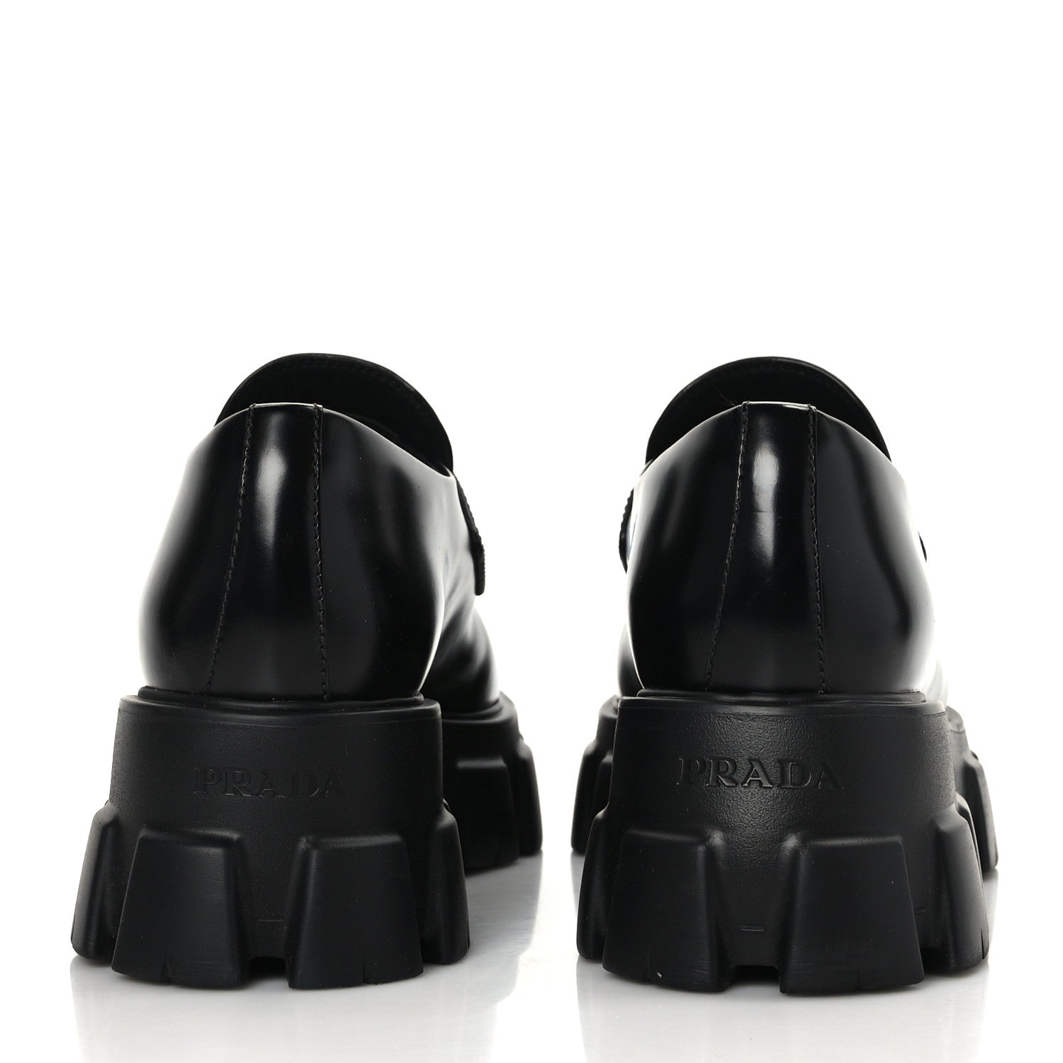 Prada Spazzolato Triangle Logo Monolith Pointy 55mm Loafers 41 Black 5 of 9