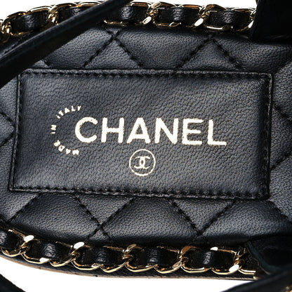 Chanel Lambskin Cork Chain Sandals 39 Black 7 of 8