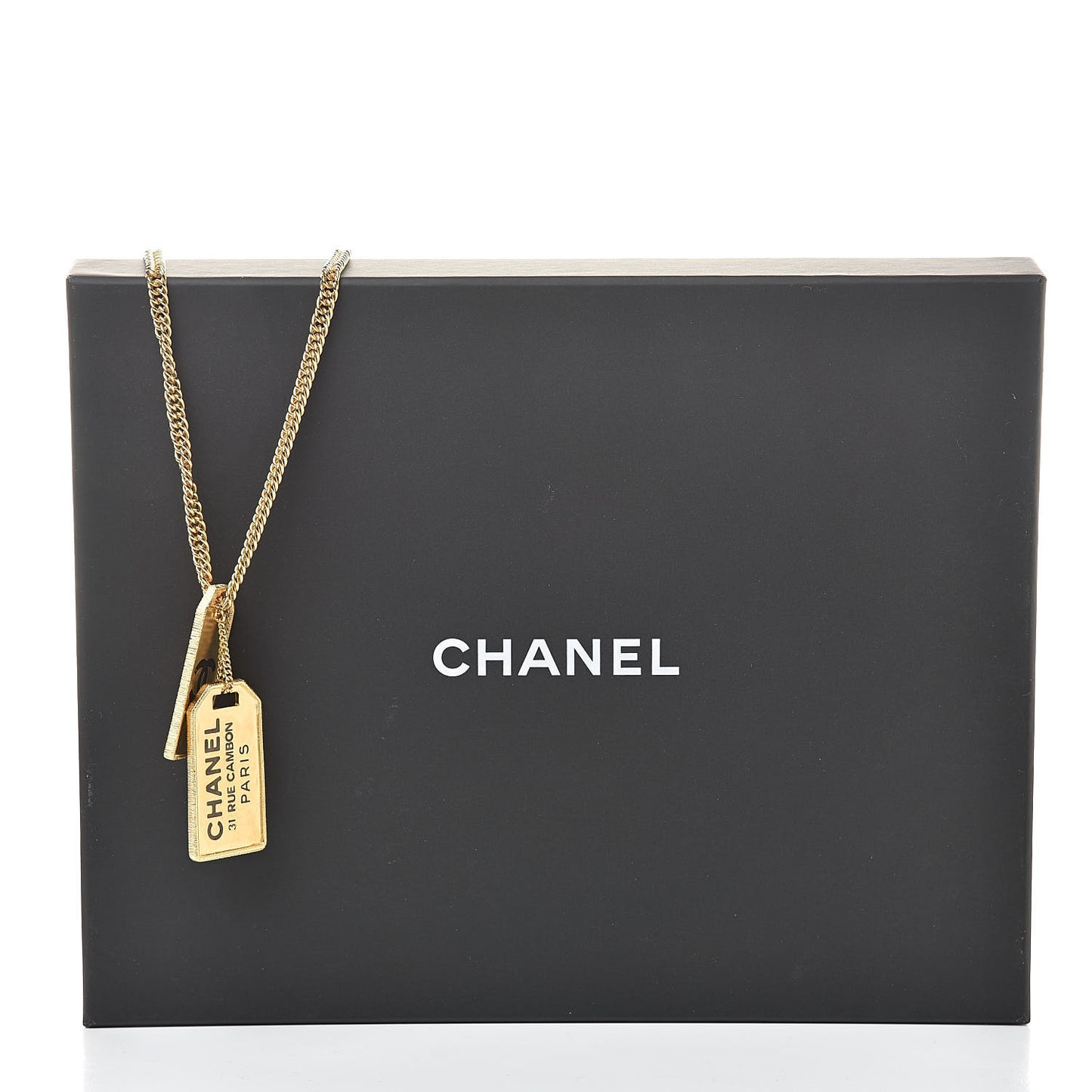 ID Dog Tag Charm Necklace Gold