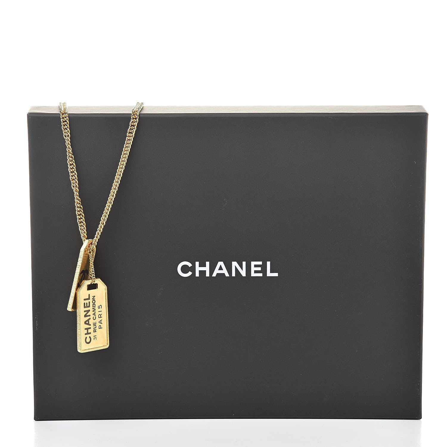 Chanel ID Dog Tag Charm Necklace Gold 6 of 6