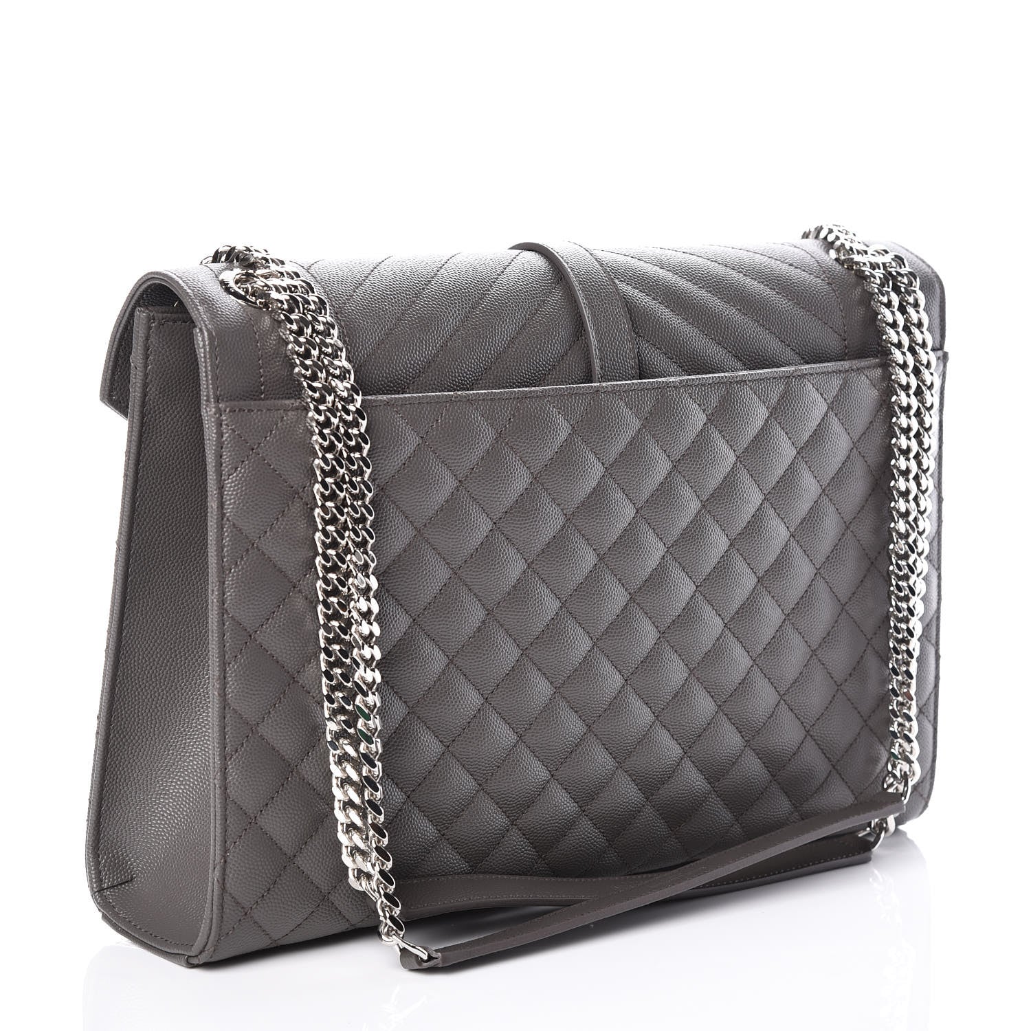 Saint Laurent Grain De Poudre Textured Mixed Matelasse Large Triquilt Monogram Satchel Earth 3 of 8