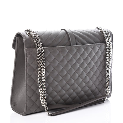 Saint Laurent Grain De Poudre Textured Mixed Matelasse Large Triquilt Monogram Satchel Earth 3 of 8