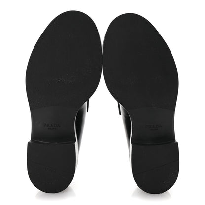 Prada Spazzolato Metal Triangle Logo 50mm Loafers 36 Black 12 of 20