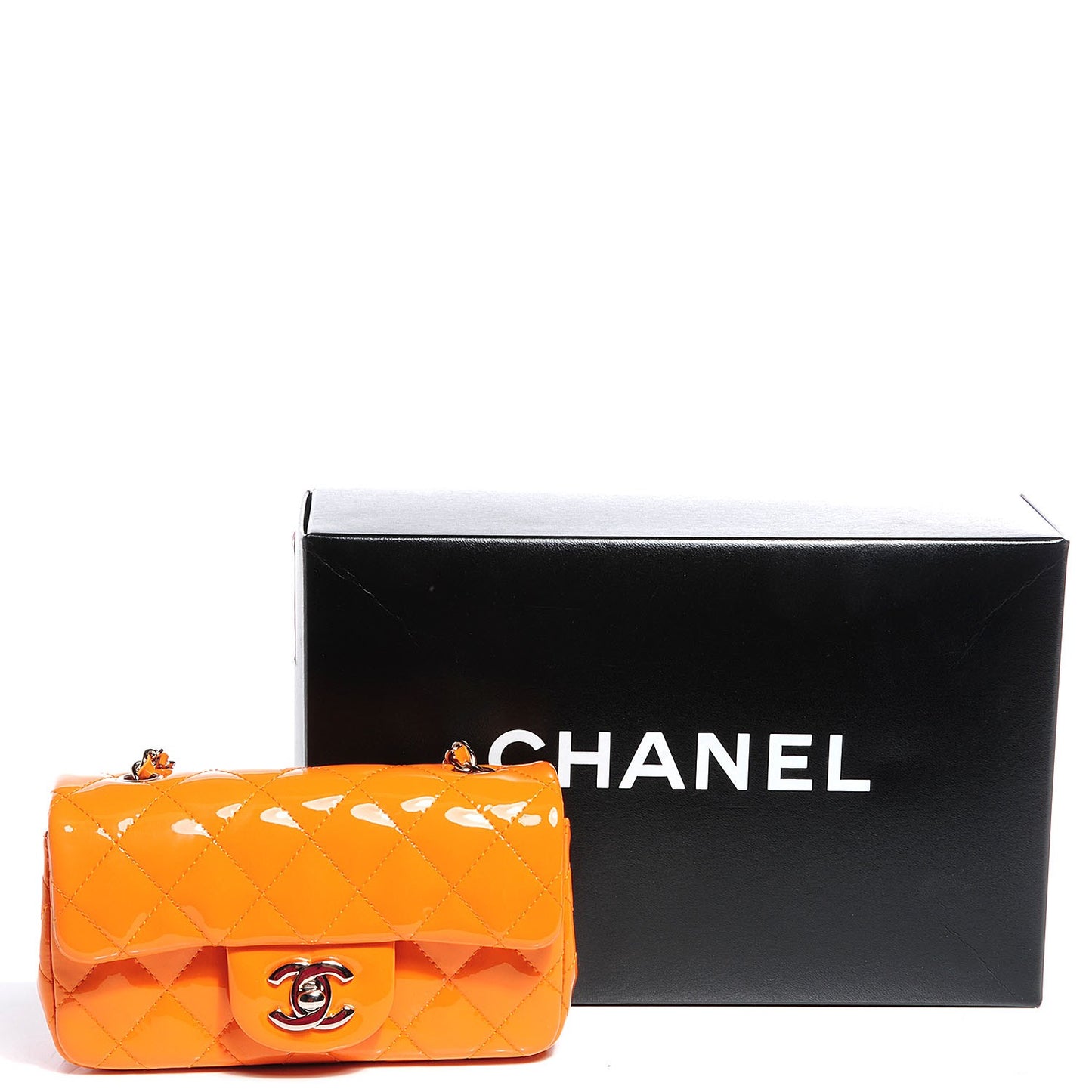 Patent Quilted Extra Mini Flap Light Orange