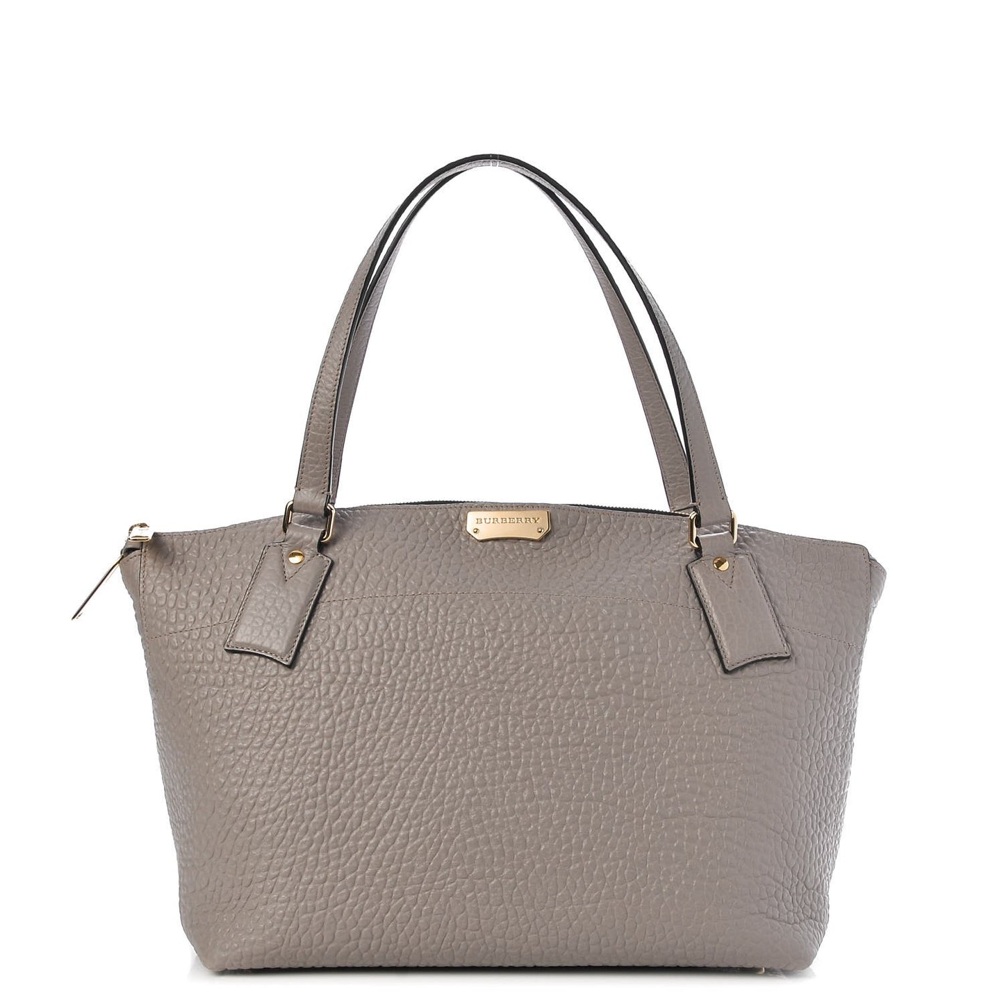 Signature Grain Calfskin Medium Welburn Tote Pale Grey