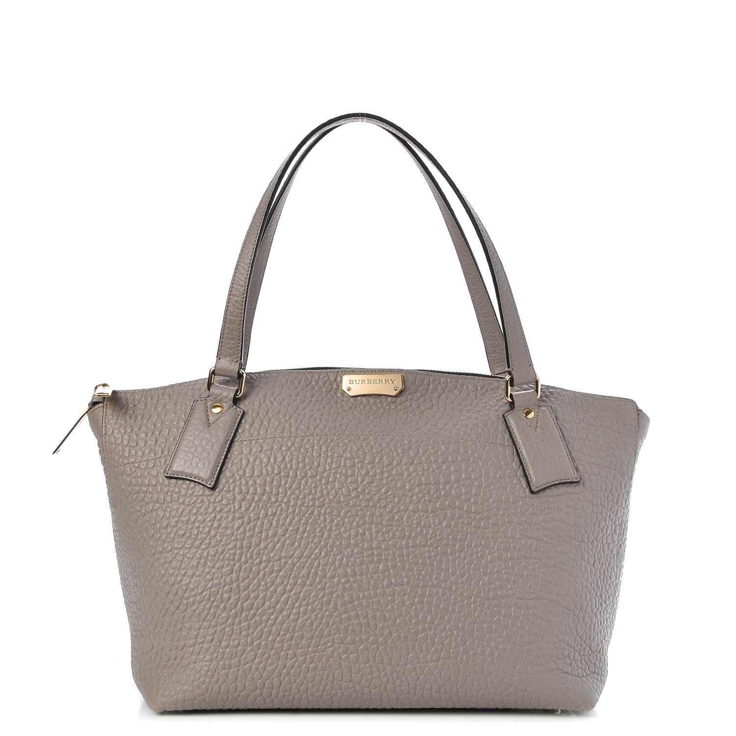 Burberry Signature Grain Calfskin Medium Welburn Tote Pale Grey 1 of 8