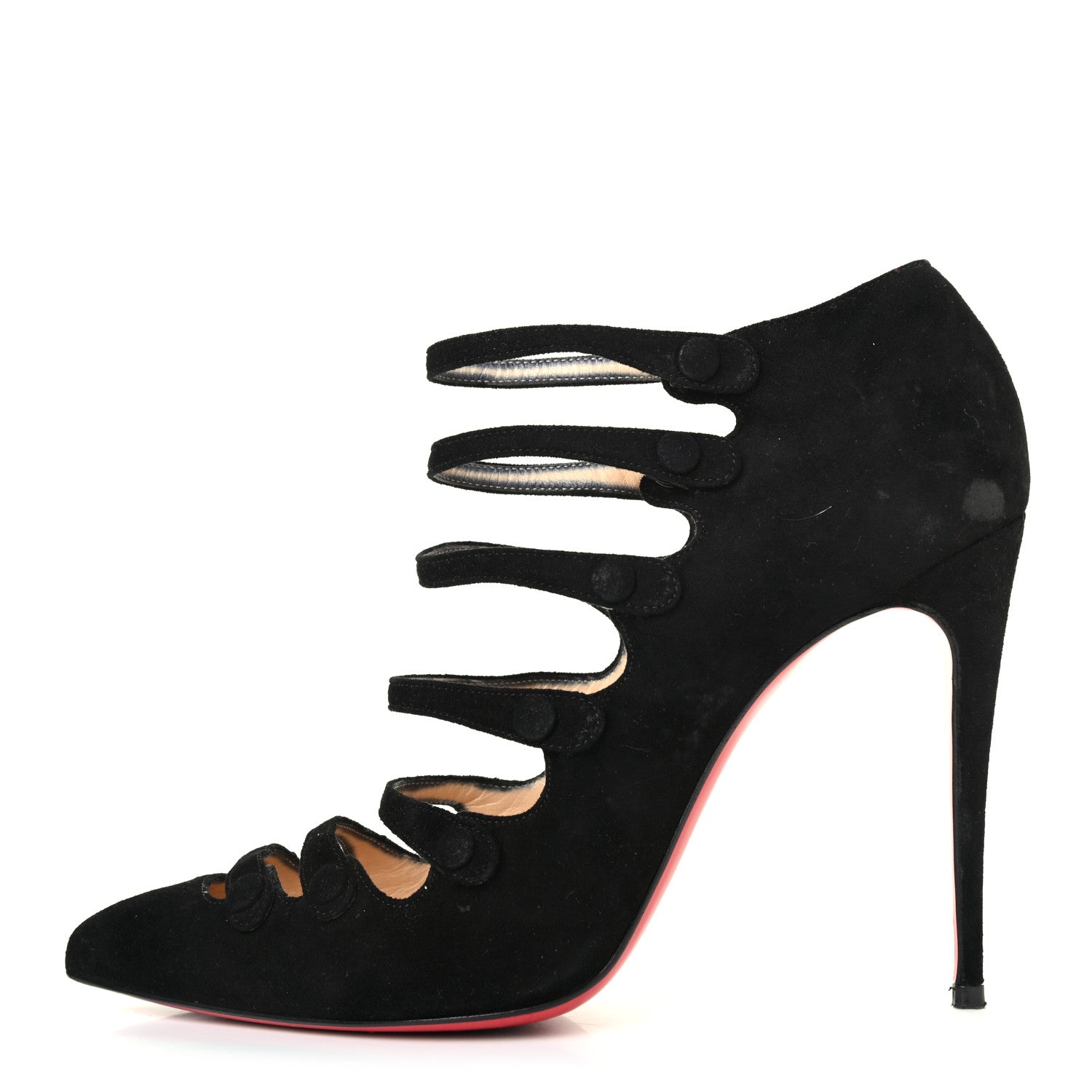 Christian Louboutin Suede Viennana 120 Strappy Booties 39 Black 1 of 4
