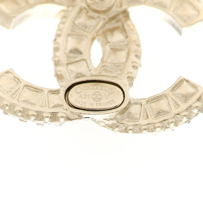 Chanel Crystal Timeless CC Earrings Light Gold 4 of 4