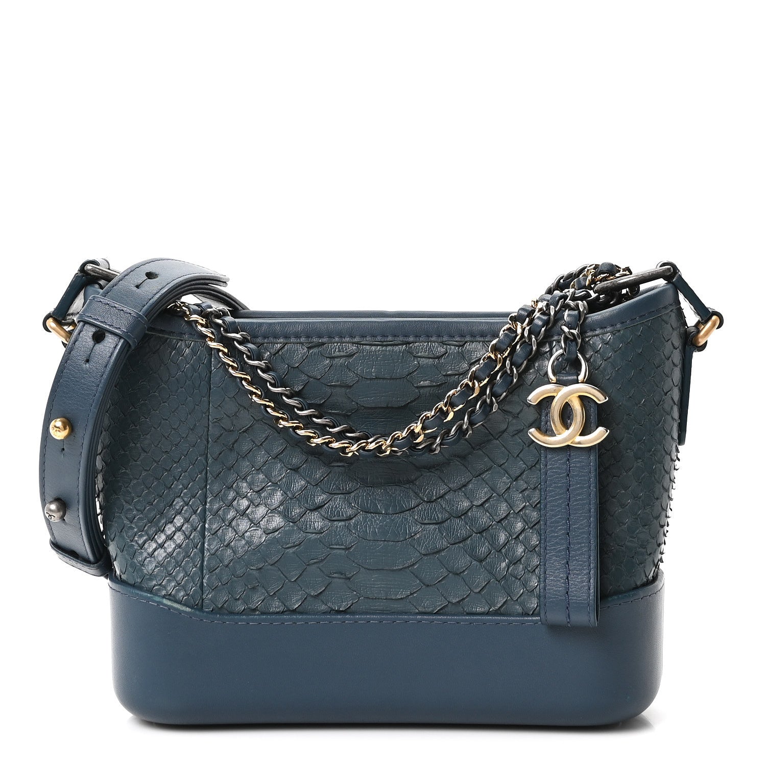 Chanel Snakeskin Small Gabrielle Hobo Blue 1 of 10