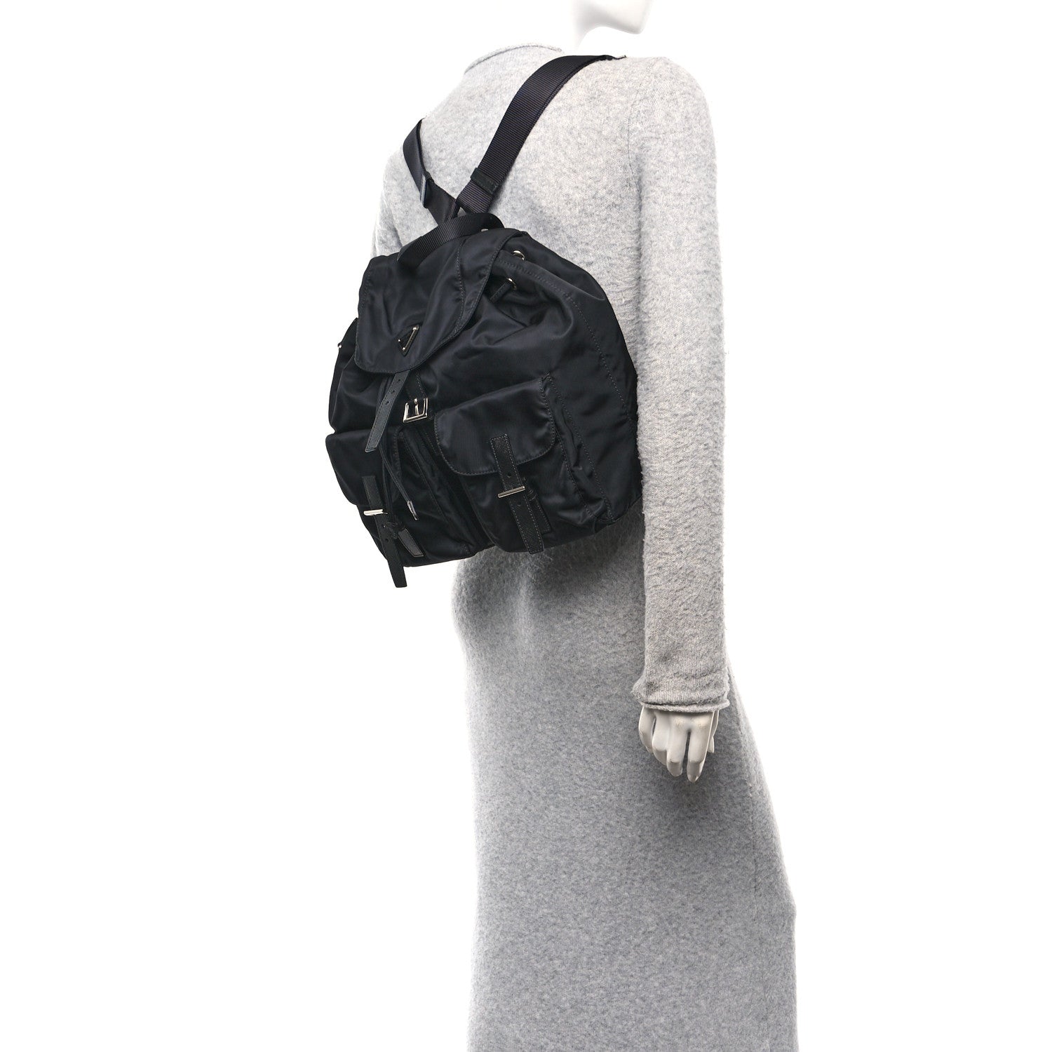 Prada Re-Nylon Saffiano Medium Backpack Black 2 of 10