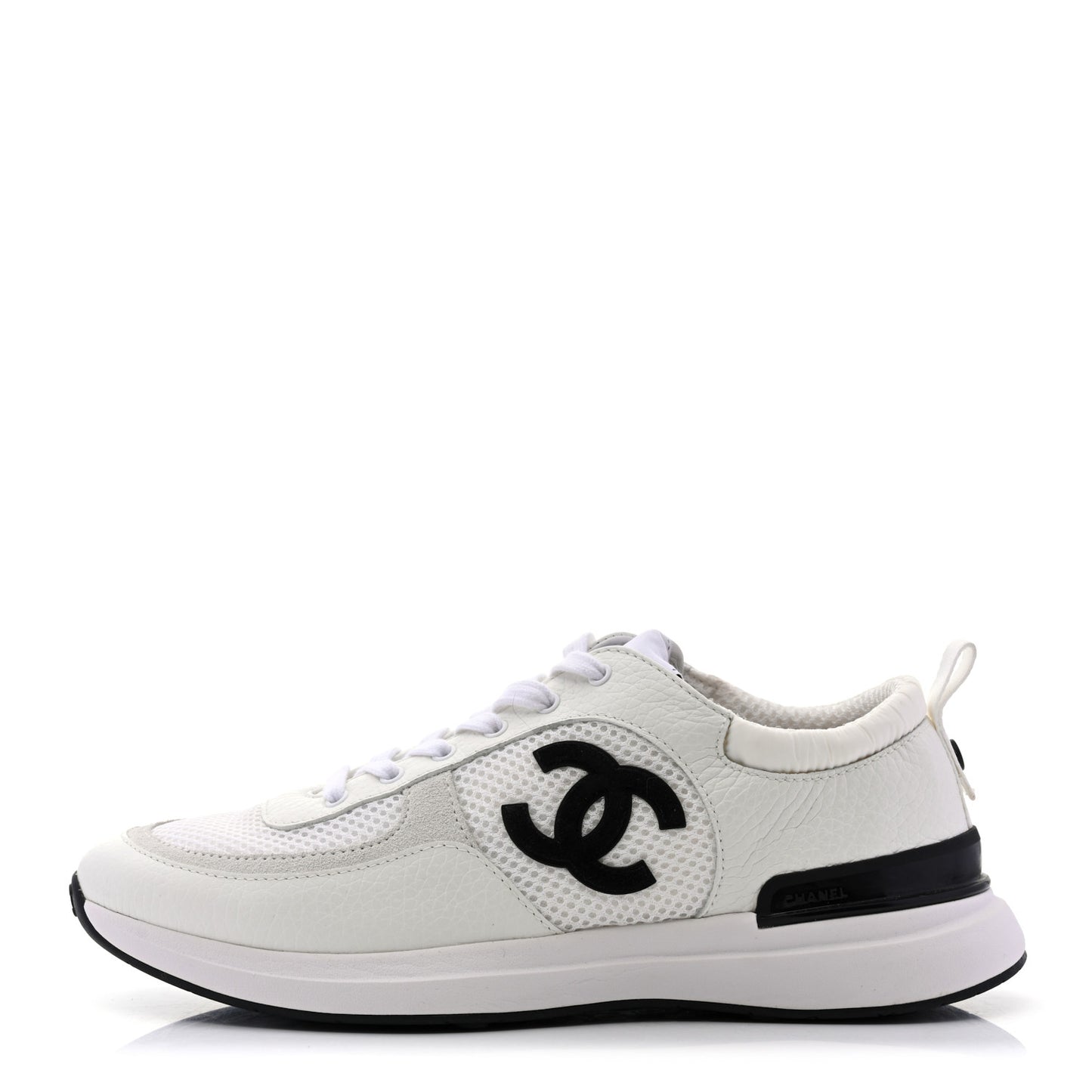 Calfskin Mesh Lycra Suede Womens Logo Sneakers 39 White