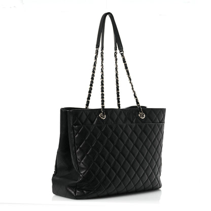 Chanel Calfskin Quilted Large CC Shopping Tote Black 3 of 16