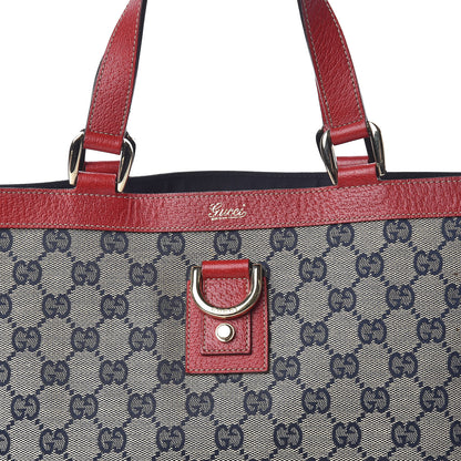 Gucci Monogram Abbey Small Tote Navy Red 10 of 11