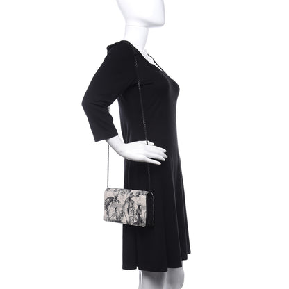 Christian Dior Calfskin Toile de Jouy Carnivora Wallet On Chain Pouch White 2 of 10