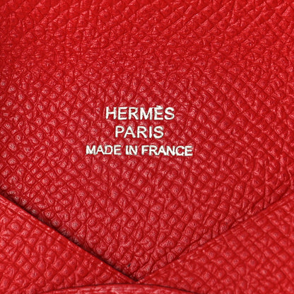 Hermes Epsom Calvi Card Case Rouge Casaque 6 of 8