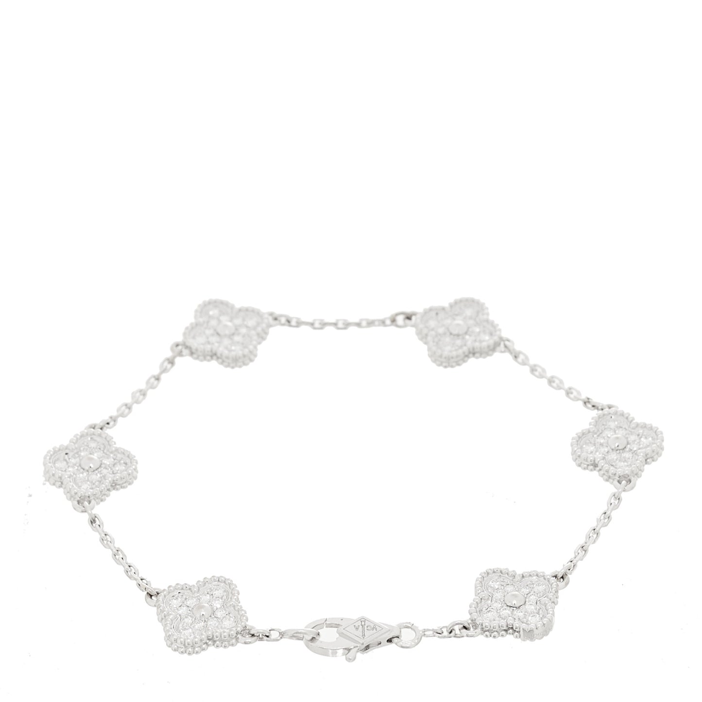 18K White Gold Diamond 6 Motifs Sweet Alhambra Bracelet