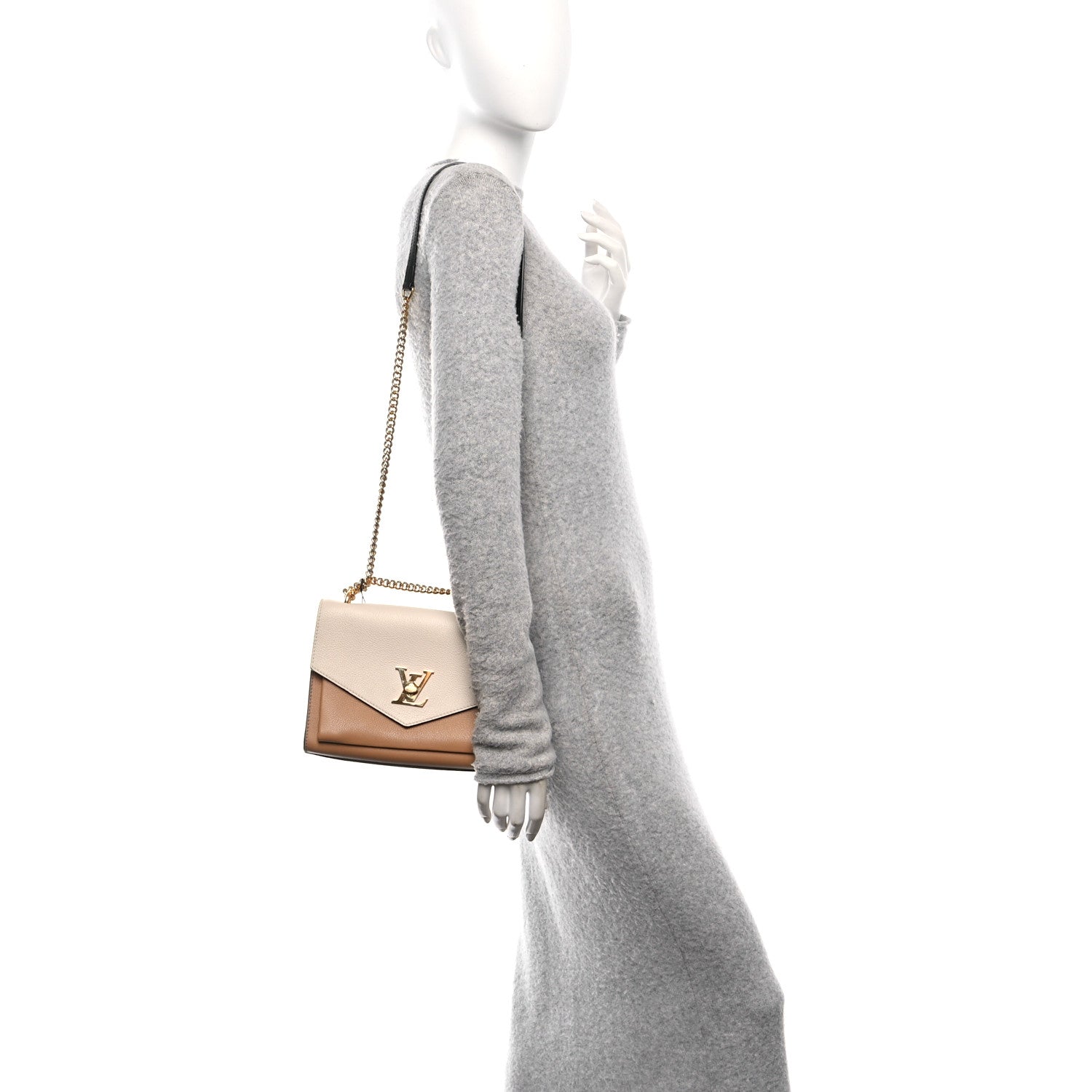 Louis Vuitton Soft Calfskin Mylockme Chain Bag BB Arizona Quartz Caramel 2 of 10