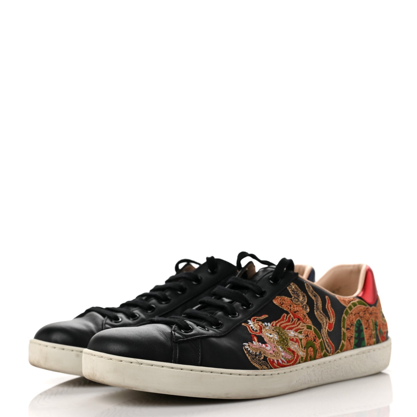 Nappa Dragon Embroidered Mens New Ace Sneakers 9.5 Black