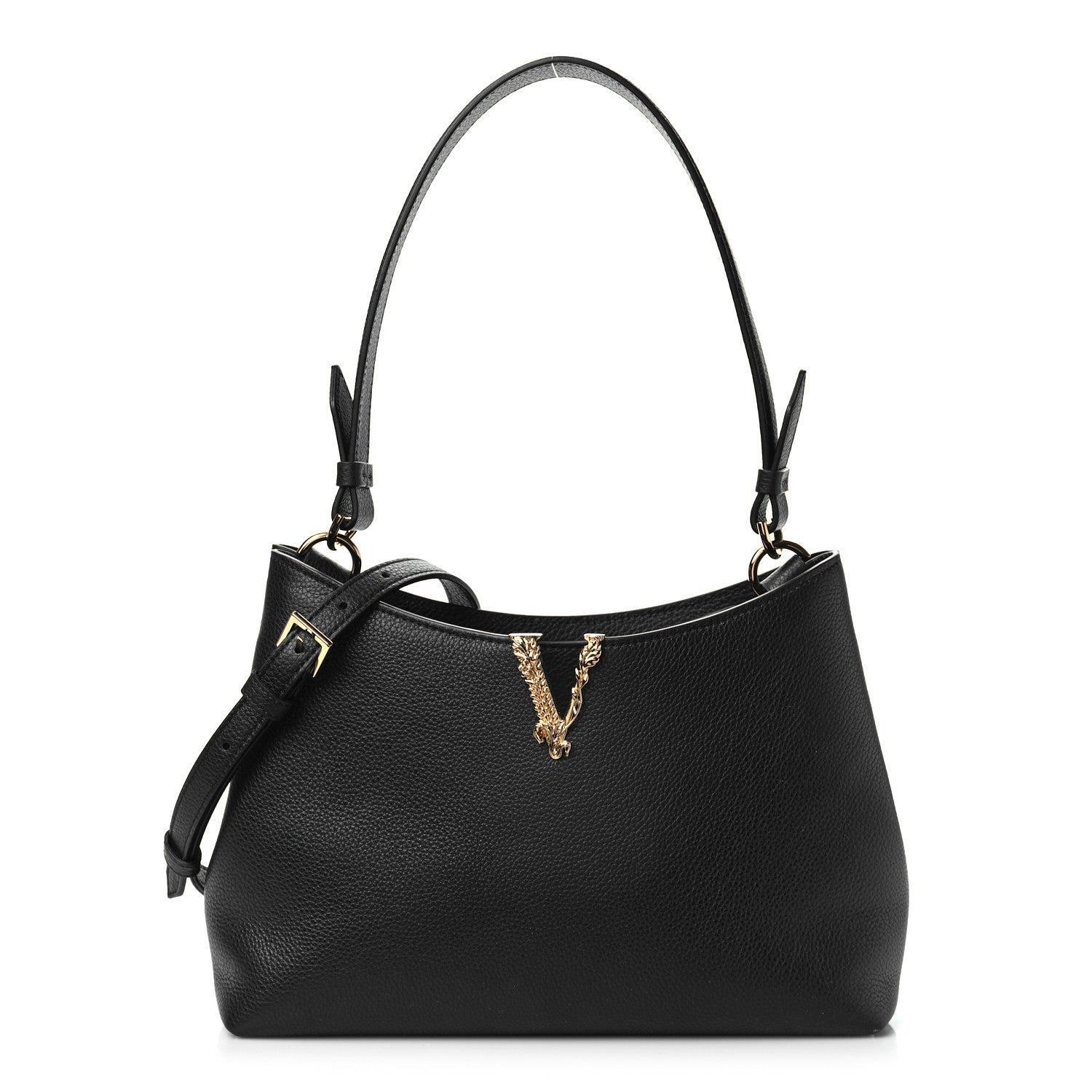 Versace Calfskin Vitello Virtus Hobo Black 1 of 7