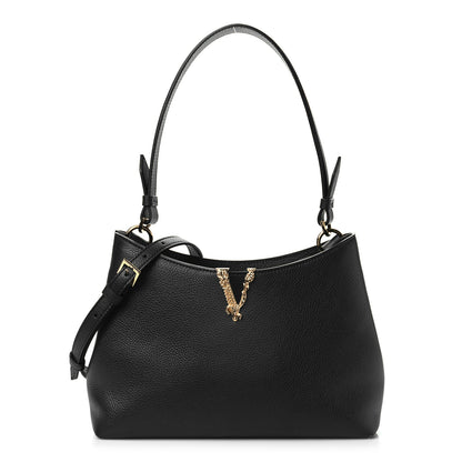 Versace Calfskin Vitello Virtus Hobo Black 1 of 7