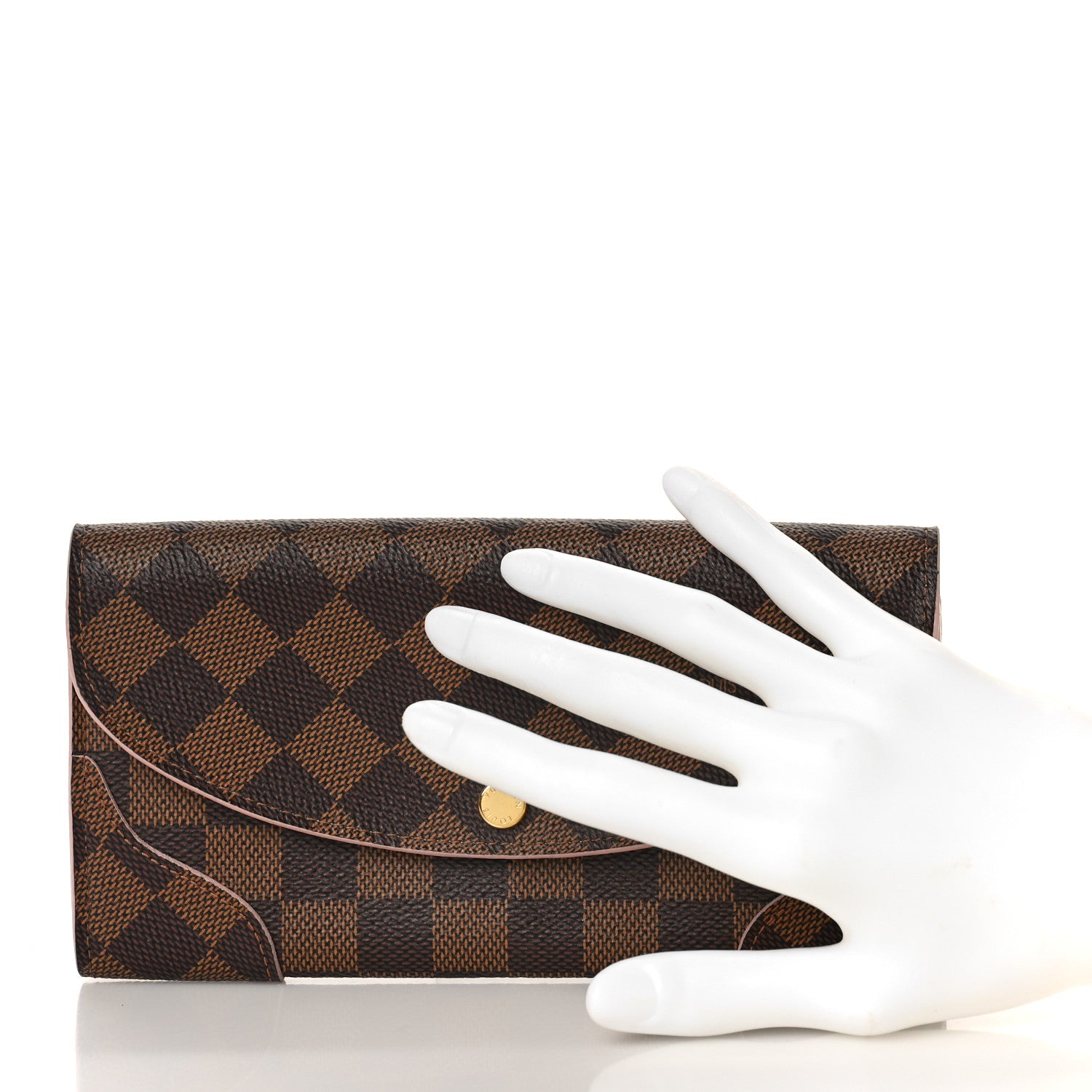 Louis Vuitton Damier Ebene Caissa Wallet Rose Ballerine 2 of 9
