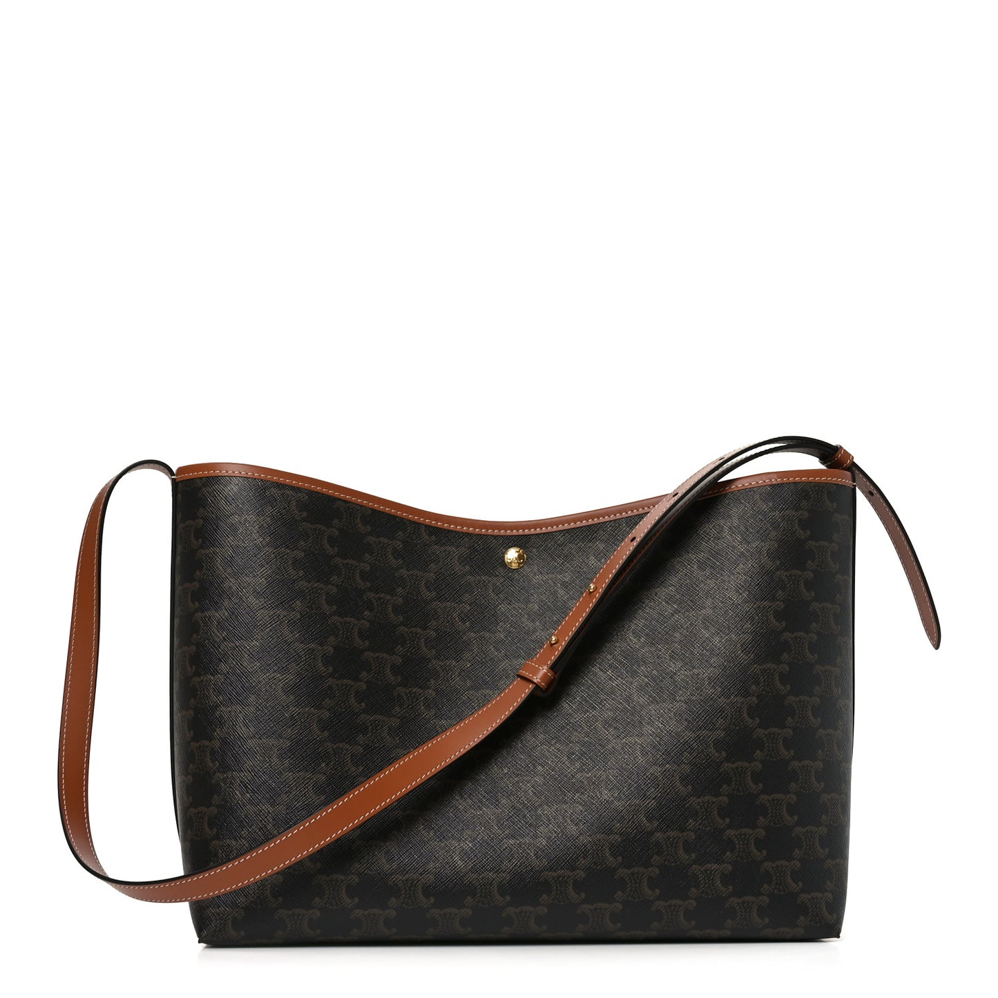 Triomphe Canvas Calfskin Shopper Tote Tan