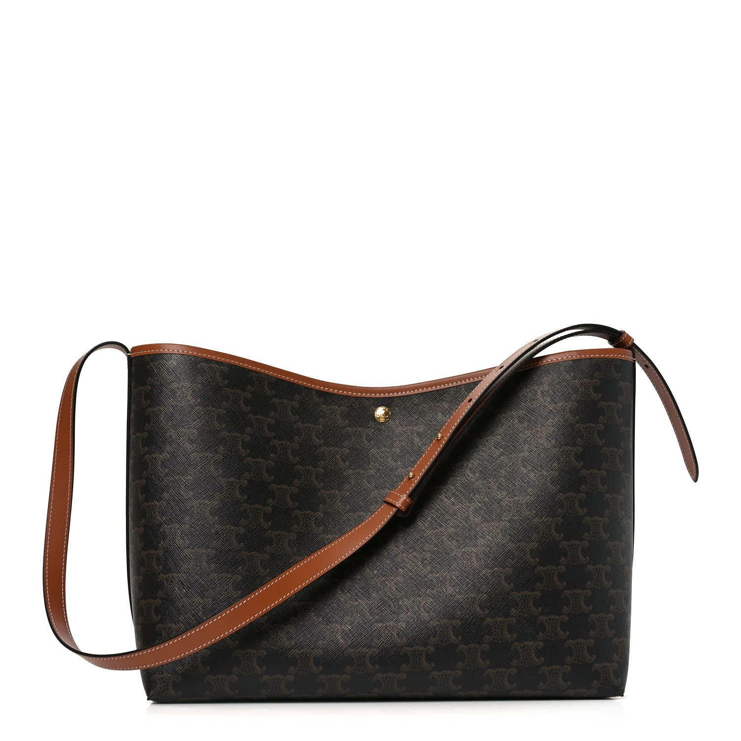 Celine Triomphe Canvas Calfskin Shopper Tote Tan 1 of 10
