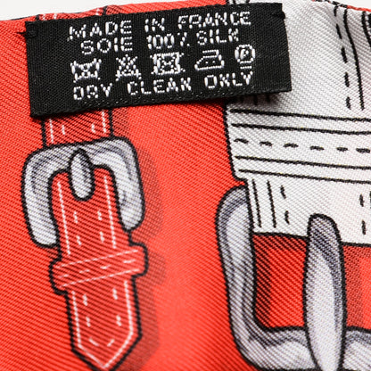 Hermes Silk Harnais Des Presidents Twilly Rouge Noir Gris 3 of 5