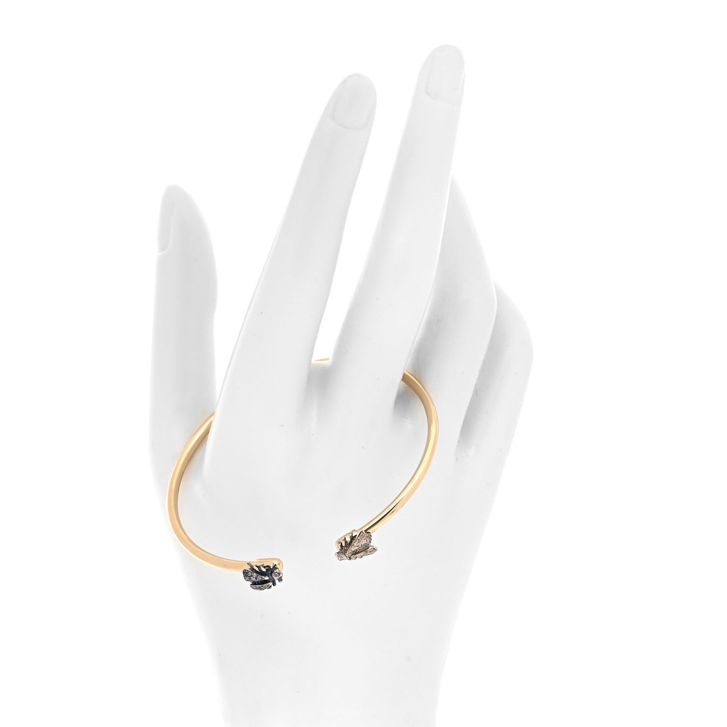 18K Yellow Gold Sterling Silver Gray Diamond Le Marche Des Merveilles Bee Cuff Bracelet