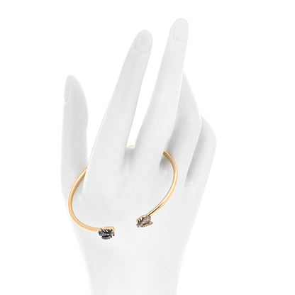 Gucci 18K Yellow Gold Sterling Silver Gray Diamond Le Marche Des Merveilles Bee Cuff Bracelet 2 of 5